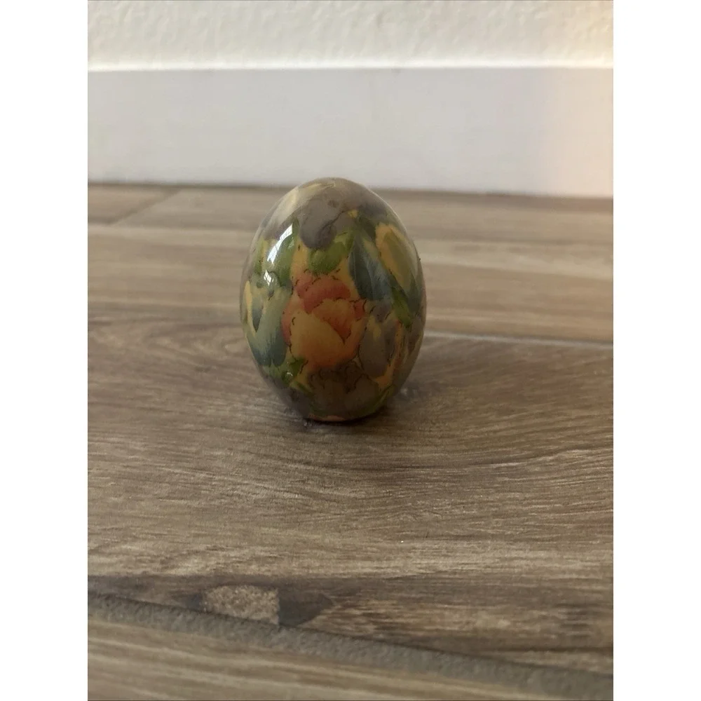Enesco Easter Egg Tulip Flowers Fabric Mache Decoupage Vintage